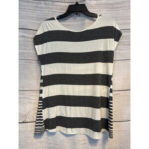 Blue Saks Fifth Avenue Striped Short Sleeve Top S